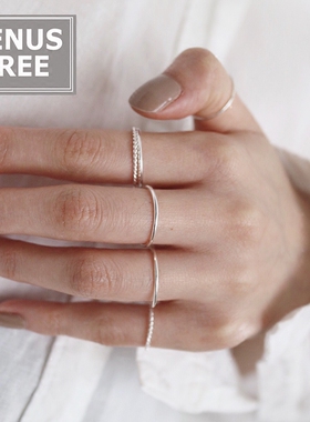 VF定制超细简约925纯银细款戒指指环食指尾戒光面麻花