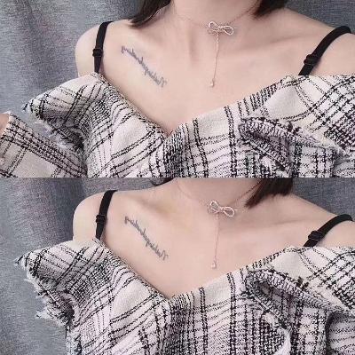 2020新款抖音洛世奇元素蝴蝶结项链玫瑰金锆石流苏锁骨链女款项链