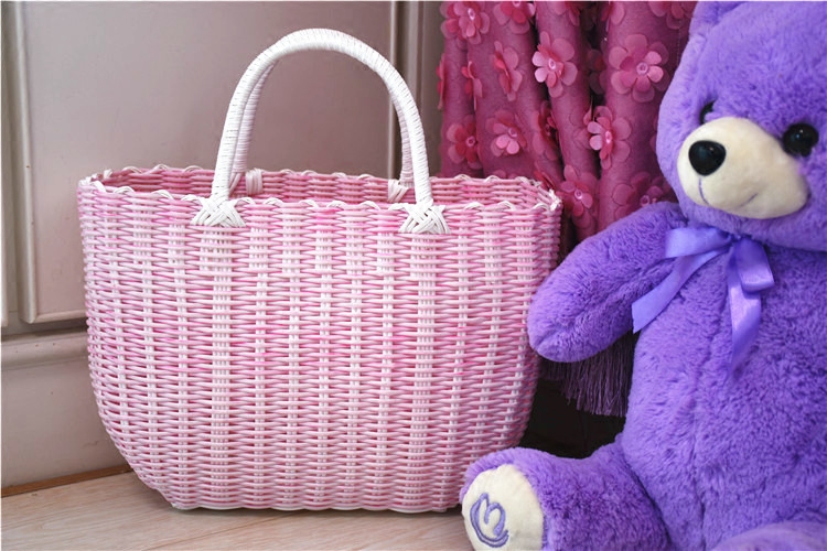 塑料编织收纳菜篮子购物篮手提篮针线宠物篮洗澡水果蓝买菜篮子