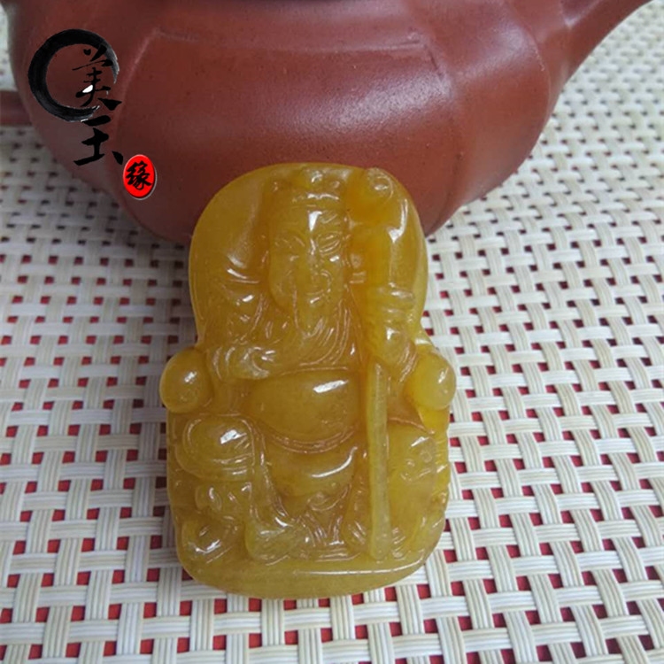 天然老黄玉翡翠玉髓观音菩萨 关公 貔貅笑佛黄龙玉吊坠项链坠
