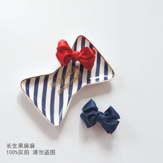 韩国儿童发饰 蝴蝶结绸缎女童半包发夹 宝宝发卡幼儿头饰可爱边夹