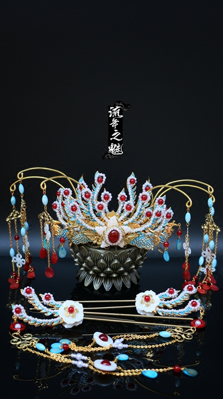 汉服唐制婚冠杨贵妃冠汉服古装影视用发冠凤冠流苏