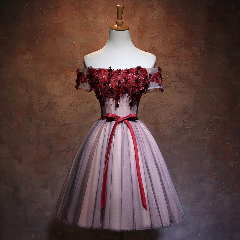 敬酒服新款宴会礼服伴娘服姐妹裙生日年会表演主持一字肩红色短裙在类目 女装/女士精品, 婚纱/旗袍/礼服, 礼服/晚装中 - 来自Buy2taobao.com提供专业的淘宝代购服务