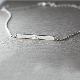 【青树】原创定制 925纯银 刻字项链 小巧男女情侣项链 吊牌 包邮