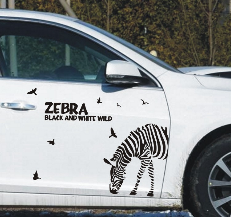 斑马车贴 英文侧门贴纸 汽车个性划痕遮挡贴纸装饰贴遮挡划痕贴