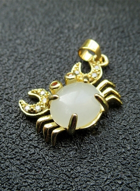 新疆和田玉螃蟹男女款情侣吊坠