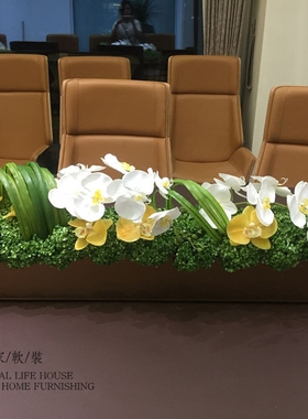 高档办公室玻璃镜面摆件仿真花艺