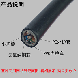 室外网线纯铜阻水超五类网线 室外双护套防水网线0.5线径300米