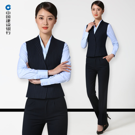 建行行服建设银行工作制服女修身营业厅前柜台销售楼部职业套装秋