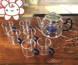 加厚耐热玻璃煮泡花草，茶壶茶具透明不锈钢玻璃过滤内胆，功夫整套装