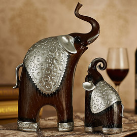 欧式客厅招财摆件奢华电视酒柜工艺品大象一对礼物家居装饰品摆设