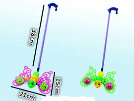 儿童拉杆推拉小蝴蝶仿真模型地上走带声音手推蝴蝶便宜款地摊混批