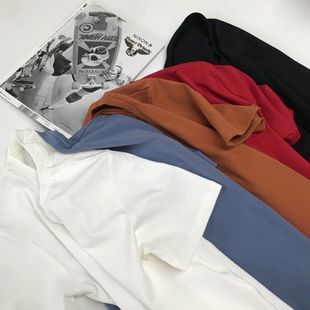 曼蒂家网红纯色棉质短袖 上衣ins潮体恤 t恤女韩版 宽松打底衫