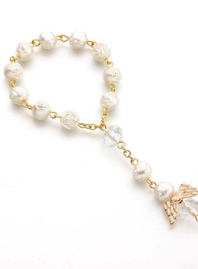 跨境热卖宗教冷淡风小众设计念珠爱心天使翅膀手链玫瑰花珍珠手链