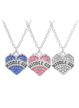 跨境WISH亚马逊热销 欧美好姐妹Big Little Middle Baby Sis项链