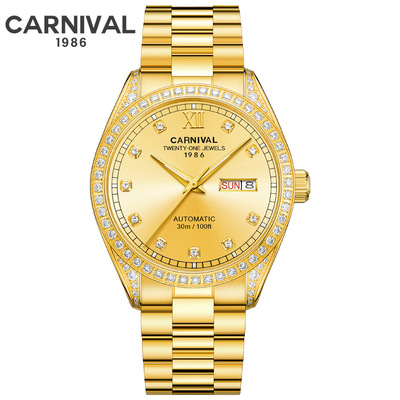CARNIVAL Automatic Gold Men's Watch 士手表金色自动机械表
