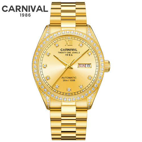 CARNIVAL Automatic Gold Men's Watch 士手表金色自动机械表