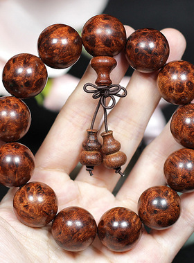 缅甸花梨满瘤巴佛珠手串海柳樱瘤手链似海黄花梨手串有花梨香