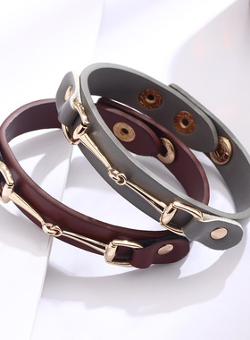 欧美时尚马蹄扣合金手链时尚简约可调节手环女小众百搭高级感