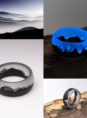 secretwooden木头戒指特色树脂钻石夜光新潮款时尚小红书多巴胺