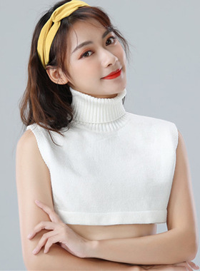秋冬针织假领子女木耳边半高领围脖百搭卫衣毛衣领装饰假衣领保暖