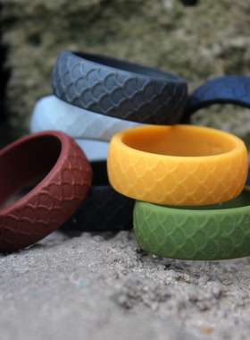 硅胶戒指跨境亚马逊silicone rings鱼鳞纹款戒子配饰运动风小红书