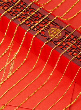 越南沙金项链子女夏季久不掉色吊坠锁骨链级感黄铜仿真首饰正品