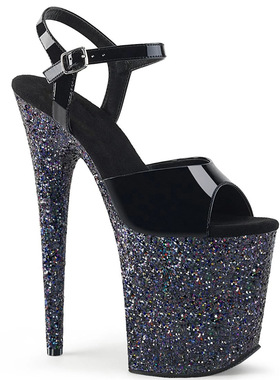 20cm黑色闪光防水台细跟跟鞋/跟钢管舞模特走秀鞋