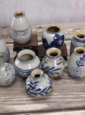 陶瓷花插 陶艺家居摆件饰品手绘青花小花 随手礼 送女友HC023