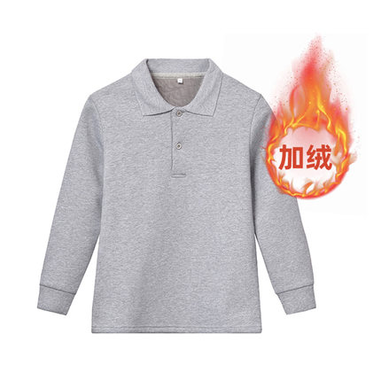 儿童t恤童polo衫长袖女童翻领T体恤加绒白色打底衫