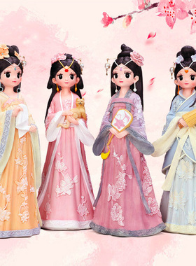 创意礼品古风汉服少女格格树脂摆件女孩生日礼物家居饰品