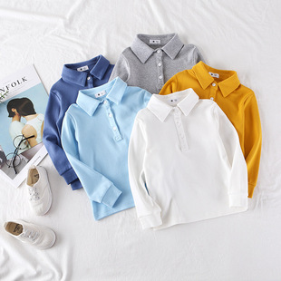 空白园服文化衫 儿童校服上衣童装 衬衫 白色POLO衫 男女童春秋长袖