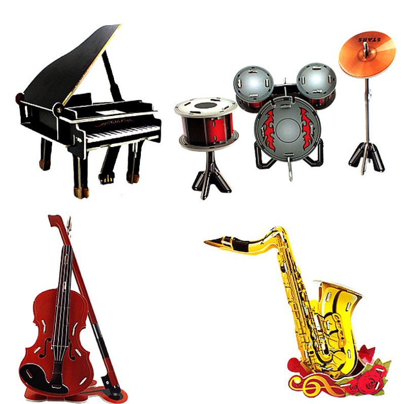 儿童益智早教3D乐器模型其他喇叭钢琴DIY纸制模型直销3D立体拼图