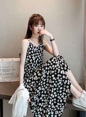小雏菊碎花连衣裙仙女显瘦裙子吊带少女裙子沙摊新款外贸女装