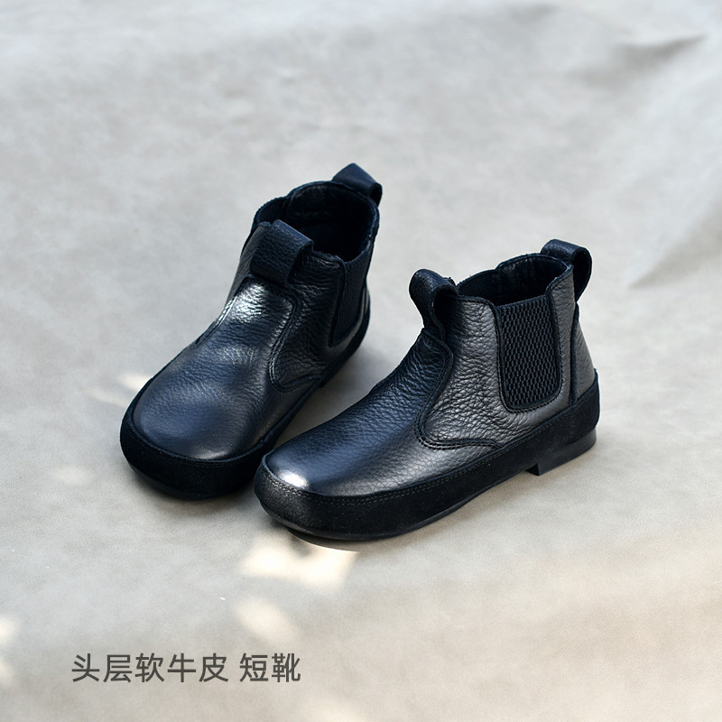 贝然童鞋2026新款真皮儿童短靴男女童韩版皮靴单靴秋冬棉靴宝宝靴