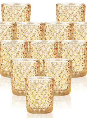 DIY欧式金色浮雕杯形灌蜡空杯装饰礼品摆设6pcs/set玻璃烛台