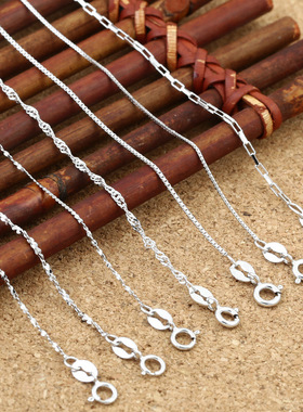 小众银饰S925纯银项链饰品韩版女士秀气项链满天星盒子链子锁骨链