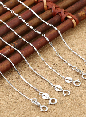 小众银饰女士S925纯银项链饰品韩版项链八角蛇骨瓜子元链锁骨链银