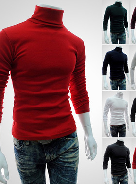 Turtleneck sweater men coats winter warm t shirt man高领男