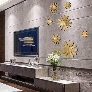 洋甘菊花雏菊小花3D立体亚克力镜面墙贴客厅沙发美化装饰贴画定制