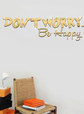 3D立体英文字母don't worry镜面亚克力美化装饰贴画墙贴纸可定制