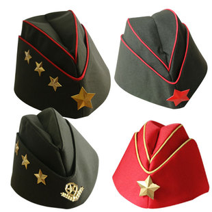 水兵舞帽子俄罗斯船型帽广场舞节目表演出船形帽加硬红边船帽