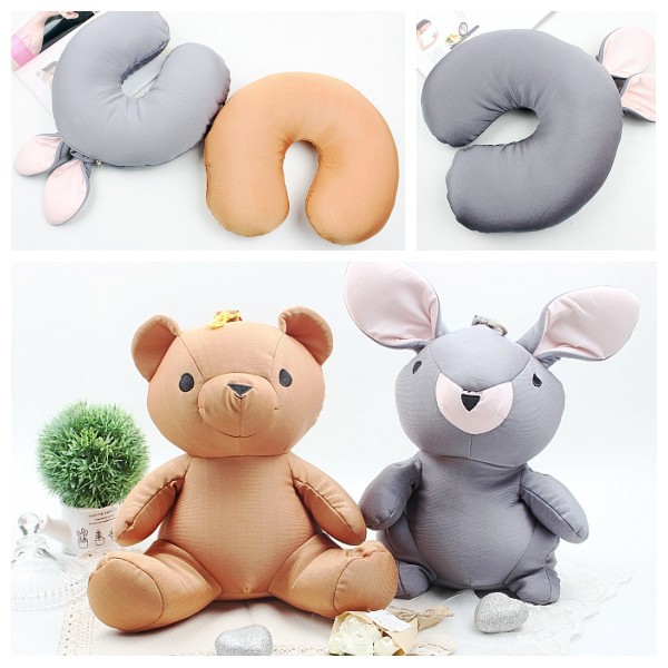 可变形小熊小兔两用U形枕护颈枕动漫U型枕可爱卡通旅行枕两用颈椎