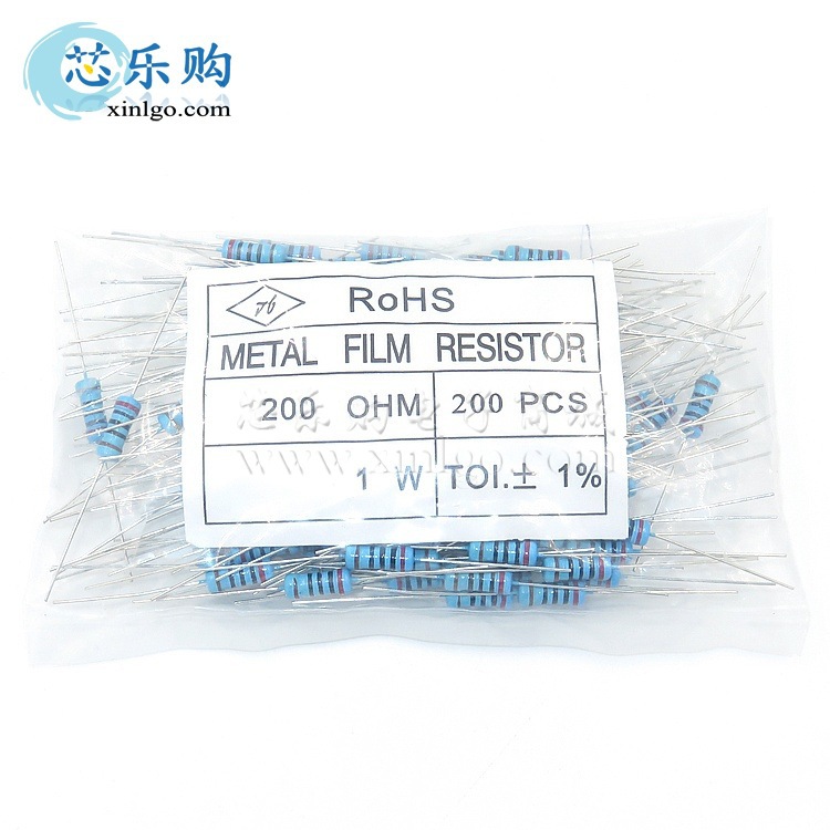 金属膜电阻 1W 1% 200R 200欧 直插 1W插件电阻 色环电阻