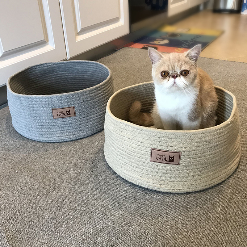 编制猫窝筐子篮子棉绳四季通用可拆洗不粘毛猫咪用品猫窝猫抓板