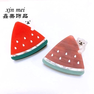 新款 可爱西瓜造型发夹日系手工制作西瓜抓夹厂家