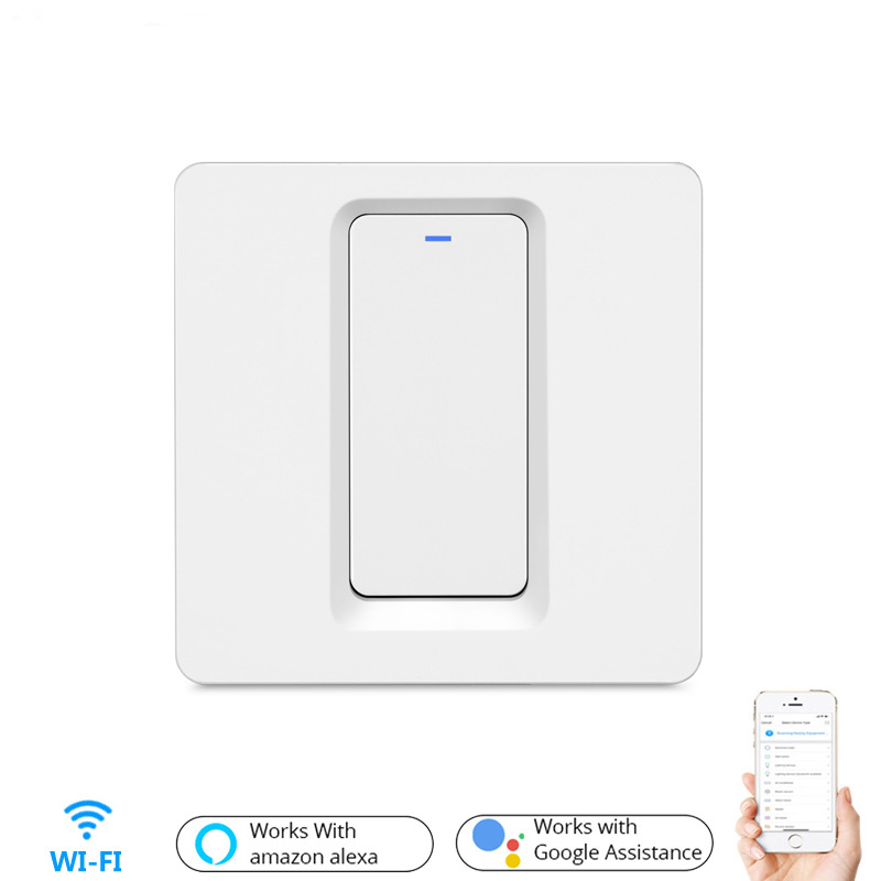 手机wifi控制智能家居白色86型一路按键式 智能墙壁开关