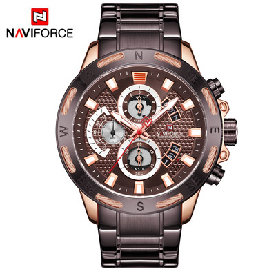 NAVIFORCE/领翔9165钢带表 运动士手表 防水多功能石英表日历表