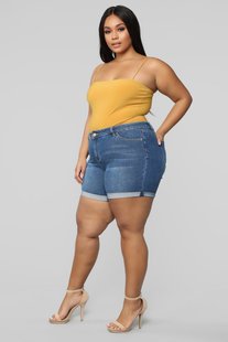 women fat short jeans pants plus ladies shorts女大码牛仔短裤