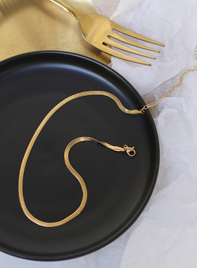 欧美INS风蛇骨镀金钛钢颈链